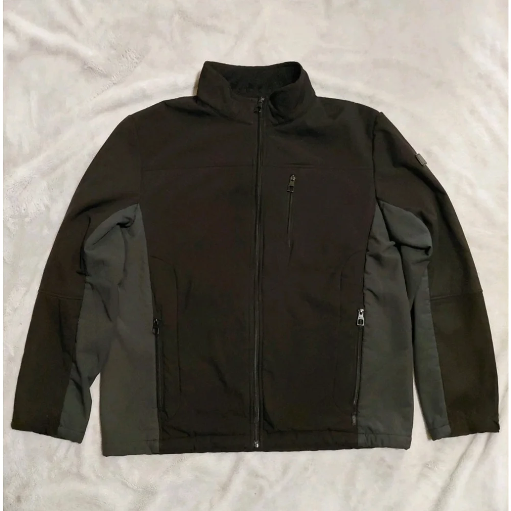 Tumi Tech Mens Grey Insulated FleeceLined Softshell Jacket Coat Zip Size Large